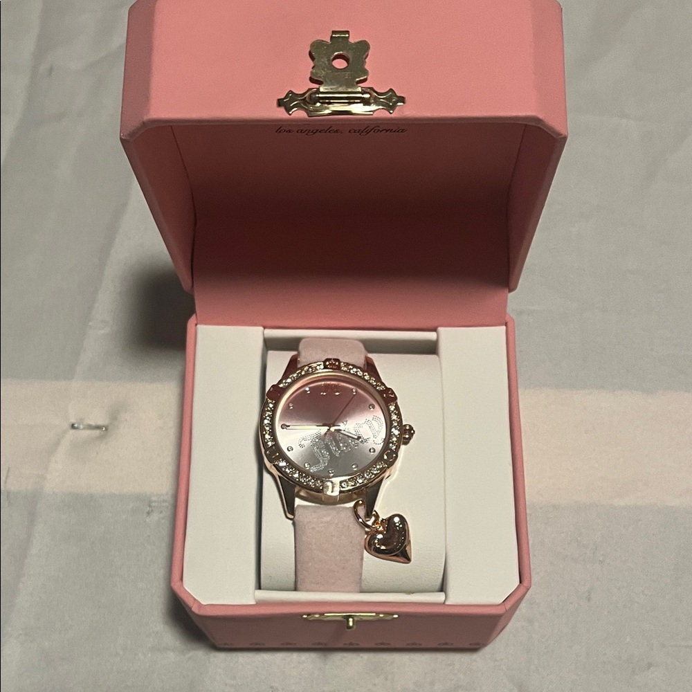 Juicy Couture Pink Watch with Heart Charm